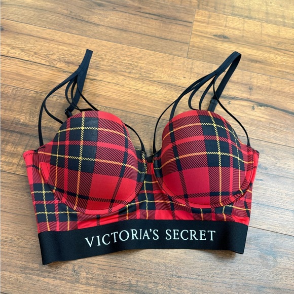 Victoria's Secret Other - Victoria's Secret X BALMAIN Fashion Show Plaid Strappy Long Line Bra Size 34C